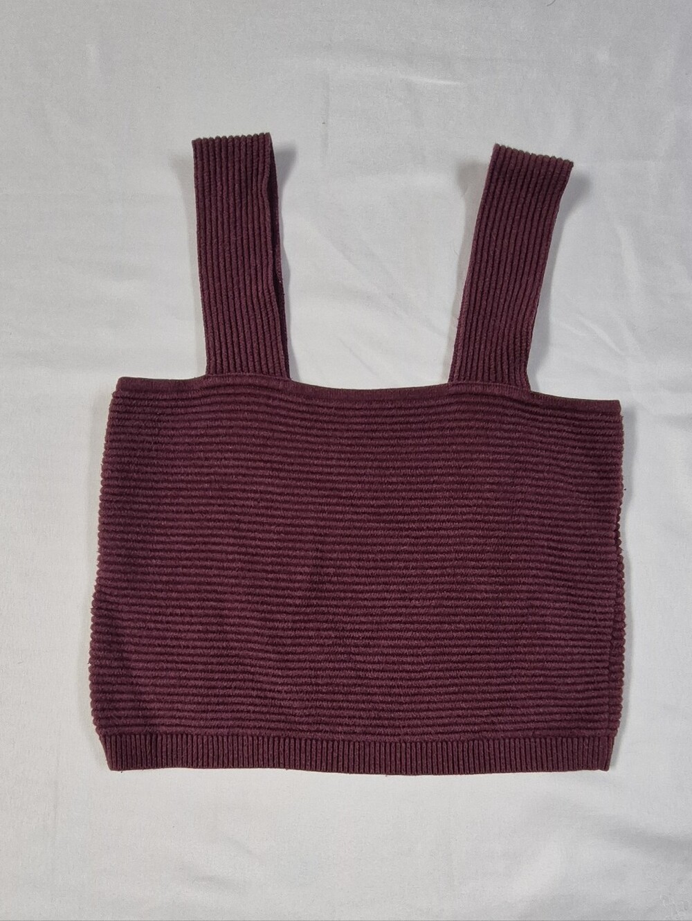 Hollister Womens Ribbed Square Neck Burgandy Crop Tank Top Knit Size Small